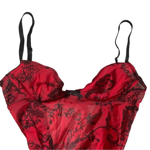 La Senza sheer red and black floral mesh babydoll lingerie - Picture 2 of 10